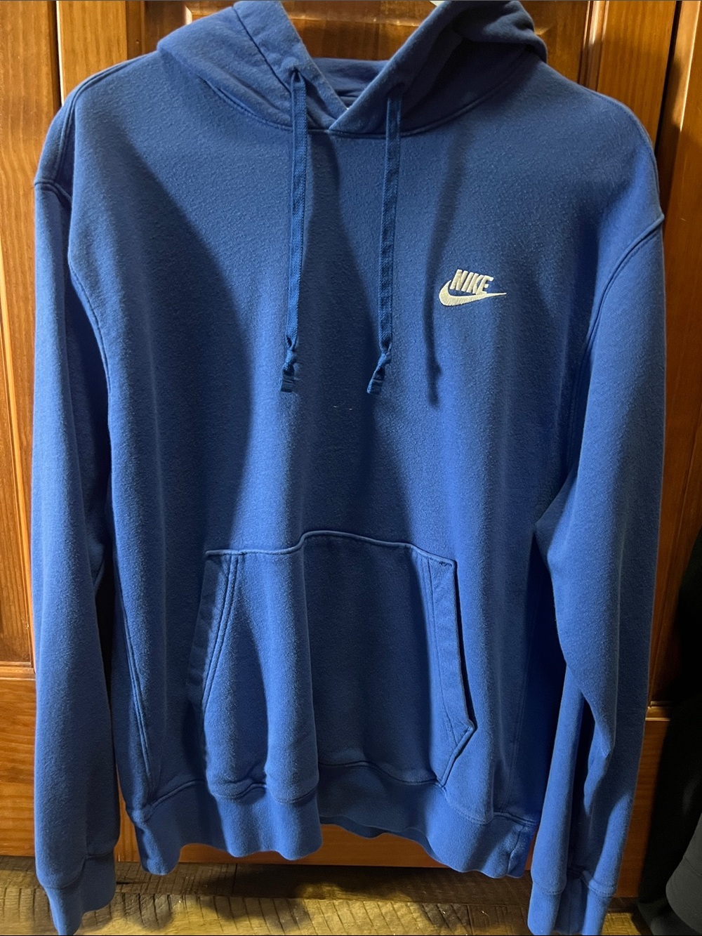 Nike Men's Royal Blue Pullover Hoodie with White Swoosh